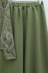 Top Düğme Etnik Desen Etekli Krep Takım -Haki-Takım-349-8077-R05