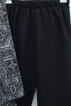 Top Düğmeli Cepli Kemerli Desenli Pantolonlu Dabıl Takım  -Siyah-Takım-349-8092-R01