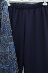 Top Düğmeli Cepli Kemerli Desenli Pantolonlu Dabıl Takım  -Lacivert-Takım-349-8092-R03