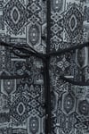 Top Düğmeli Cepli Kemerli Desenli Pantolonlu Dabıl Takım  -Siyah-Takım-349-8092-R01