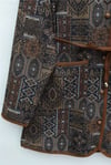 Top Düğmeli Cepli Kemerli Desenli Pantolonlu Dabıl Takım  -Taba-Takım-349-8092-R12