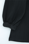 Top Düğmeli V Yaka Jakarlı Krinkıl Tunik  -Siyah-Tunik-346-3092-R01