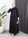 Torba Cepli Metal Düğmeli Uzun Kot Kap  -Siyah-Trençkot-197-7929-R01