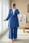Tünel Bağcıklı Ayrobin Kimono Takım -İndigo-Takım-349-7073-R21