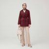 Tünel Bağcıklı Cep Detaylı Keten Görünümlü Kimono -Bordo-Kimono-349-4069-R04