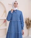 Üç Parça Yıkamalı Kot Elbise -Mavi-Elbise-192-6121-R31