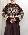 Kazak-Üç Renkli Desenli Kalın Triko Kazak -Kahve-424-1595-R15