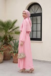 Üstü Gömlek Detaylı Elbise Takım    -Pembe