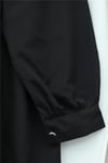 V Yaka Bağlamalı Yakası Fırfırlı Çiçek Nakışlı Poplin Tunik -Siyah-Tunik-349-8051-R01