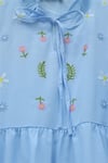 V Yaka Bağlamalı Yakası Fırfırlı Çiçek Nakışlı Poplin Tunik -Bebe Mavi-Tunik-349-8051-R32
