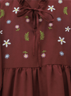V Yaka Bağlamalı Yakası Fırfırlı Çiçek Nakışlı Poplin Tunik -Bordo-Tunik-349-8051-R04