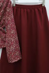 V Yaka Beli Büzgülü Tek Düğmeli Desenli Dabıl Takım -Bordo-Takım-349-8062-R04