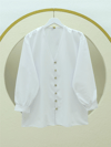 Gömlek-V Yaka Boydan Düğmeli Poplin Gömlek  -Beyaz-120-1603-R02
