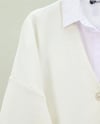 V Yaka Düğmeli Oversize Triko Hırka  -Krem-Hırka-109-9730-R28
