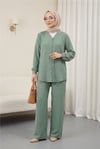 V Yaka Düğmeli Pantolonlu Ayrobin Takım  -Çağla Y.-Takım-349-7045-R70