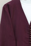 V Yaka Kolları Bağcıklı Top Düğmeli Etekli Viskon Takım  -Bordo-Takım-433-10073-R04