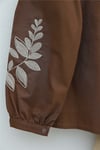 V Yaka Önü Ve Kolları Nakışlı Keten Bluz -Taba-Tunik-364-6275-R12