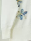 V Yaka Organze Tül Çiçek Nakışlı Triko Hırka -İndigo-Hırka-109-9739-R21
