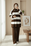 V Yaka Pantolonlu Triko Takım -K. Kahve-Takım-384-5010-R54