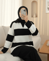 V Yaka Pantolonlu Triko Takım -Siyah-Takım-384-5010-R01