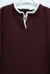 V Yakası Çift Kat 2 İplik Penye Bluz -Bordo-Bluz-253-13139-R04