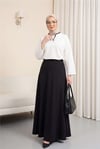 V Yakası Çift Kat 2 İplik Penye Bluz -Beyaz-Bluz-253-13139-R02
