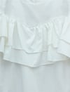 Volanlı Kolu Lastikli Bluz -Beyaz-Bluz-307-0087-R02