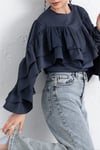 Volanlı Kolu Lastikli Bluz -Laci-Bluz-307-0087-R03