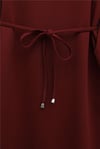 Yakalı  Düğmeli Beli Bağlamalı Penye Elbise  -Bordo-Elbise-349-5326-R04