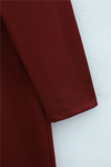Yakalı  Düğmeli Beli Bağlamalı Penye Elbise  -Bordo-Elbise-349-5326-R04