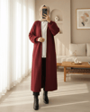Yakalı Uzun Salaş Yumoş Hırka -Bordo-Hırka-385-3814-R04