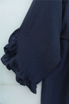 Yakası Bağcıklı Fermuarlı Kolu Fırfırlı Kemerli Modal Tunik -Laci-Tunik-307-0059-R03