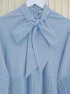 Yakası Bağcıklı Kolları ve Eteği Pliseli Tunik -Bebe Mavi-Tunik-223-3041-R32