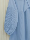 Yakası Bağcıklı Kolları ve Eteği Pliseli Tunik -Bebe Mavi-Tunik-223-3041-R32