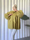 Yakası Bağcıklı Kolları ve Eteği Pliseli Tunik -Yağ Yeşili-Tunik-223-3041-R72