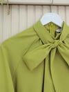 Yakası Bağcıklı Kolları ve Eteği Pliseli Tunik -Yağ Yeşili-Tunik-223-3041-R72