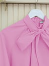 Yakası Bağcıklı Kolları ve Eteği Pliseli Tunik -Pembe-Tunik-223-3041-R20