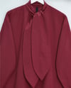 Yakası Bağlamalı Düğmeli Oversize Gömlek -Bordo-Gömlek-120-1637-R04