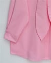 Gömlek-Yakası Bağlamalı Düğmeli Oversize Gömlek -Pembe-120-1637-R20