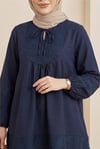Yakası Bağlamalı Kolu Lastikli Garnili Modal Tunik  -Laci-Tunik-307-0124-R03