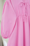 Yakası Bağlamalı Kolu Ve Beli Lastikli Müslin Elbise -Pembe-Elbise-346-3071-R20