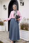 Yakası Büzgülü Bluz     -Pembe-Bluz-111-20840-R20