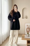 غطاء رأس بثلاثة خيوط مع ياقة سهلة الارتداء - أسود-Sweatshirt-349-5162-R01