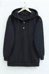 غطاء رأس بثلاثة خيوط مع ياقة سهلة الارتداء - أسود-Sweatshirt-349-5162-R01