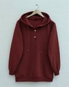 Yakası Çıtçıtlı Kapşonlu Şardonlu Üç İplik Sweat  -Bordo-Sweatshirt-349-5162-R04