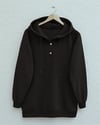 Sweatshirt-Yakası Çıtçıtlı Kapşonlu Şardonlu Üç İplik Sweat   -K. Kahve-349-5162-R54