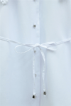 Yakası Dantelli Beli Ve Kolu Bağcıklı Poplin Tunik  -Beyaz-Tunik-349-8078-R02