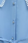 Yakası Dantelli Beli Ve Kolu Bağcıklı Poplin Tunik  -Açık Mavi-Tunik-349-8078-R25