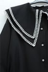 Yakası Dantelli Beli Ve Kolu Bağcıklı Poplin Tunik  -Siyah-Tunik-349-8078-R01
