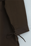 Yakası Dantelli Beli Ve Kolu Bağcıklı Poplin Tunik  -Kahverengi-Tunik-349-8078-R15